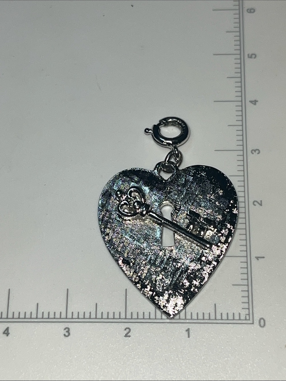 MONET Signed Silver Tone Heart Lock & Key Charm Pendant Vintage Costume Jewelry